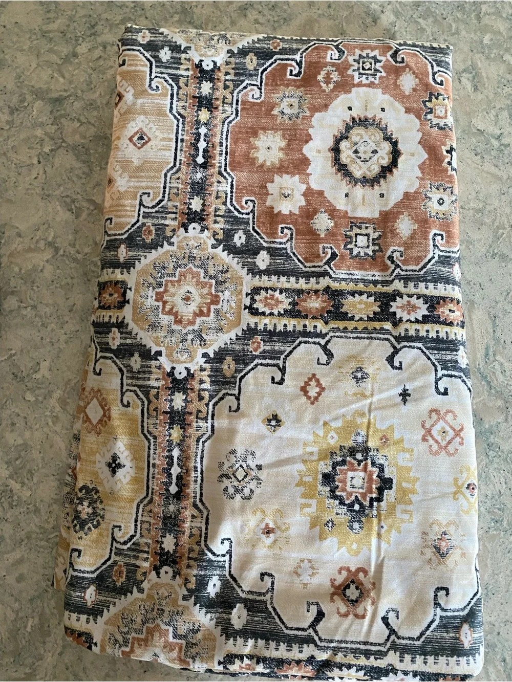 South Shore Terracotta and Cream Decorative, Boho Medallion Bed Duvet Set King